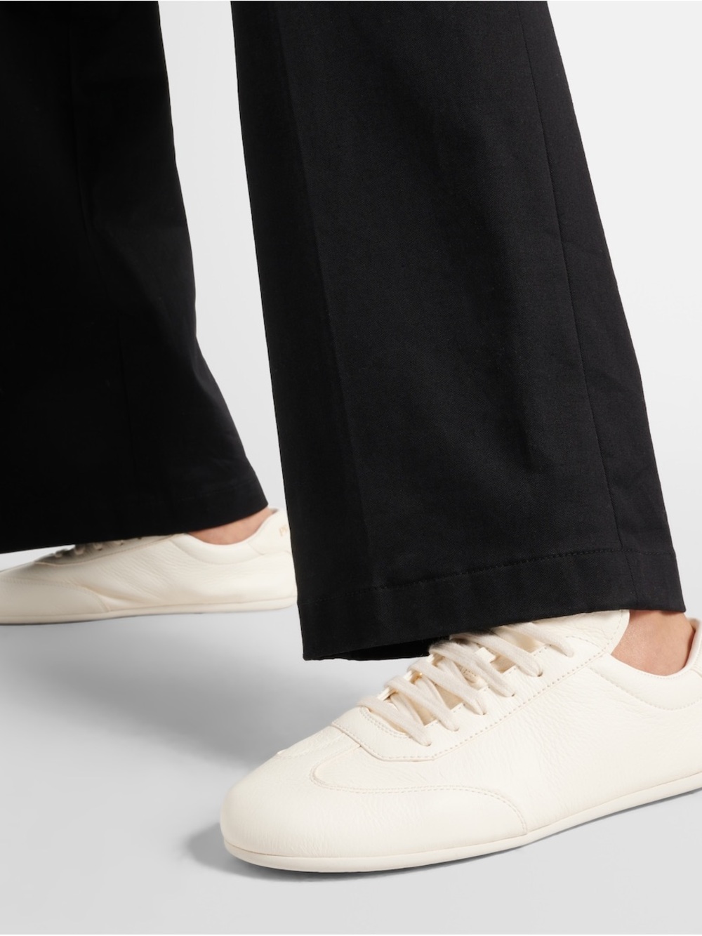 Prada Ivory Low-Top Leather Sneakers